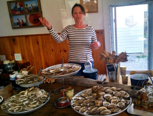 Karen Rivara of Peconic Pearls shows off the bounty.